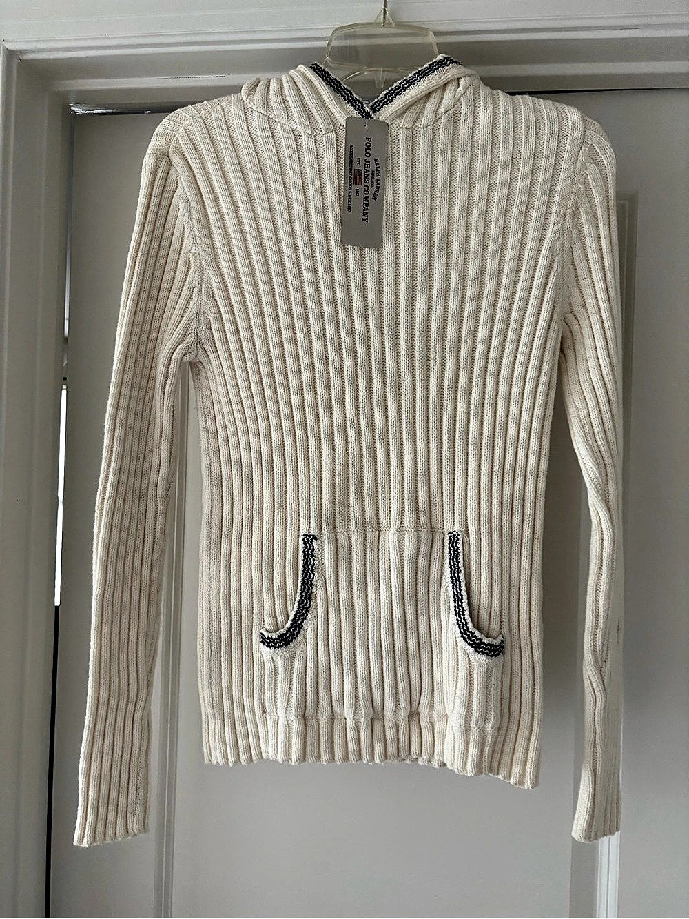 Polo Jean Co by Ralph Lauren Cream Knit Hooded Sweater NWT